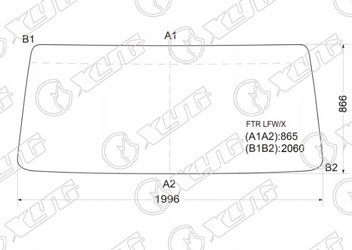 Стекло ветровое ISUZU FORWARD 85-06' / Foton Auman 06-' (1996*866)