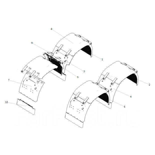 Комплект крыльев задних осей SITRAK C7H тягач 6х4 (к-кт из 12-ти частей + брызговики)